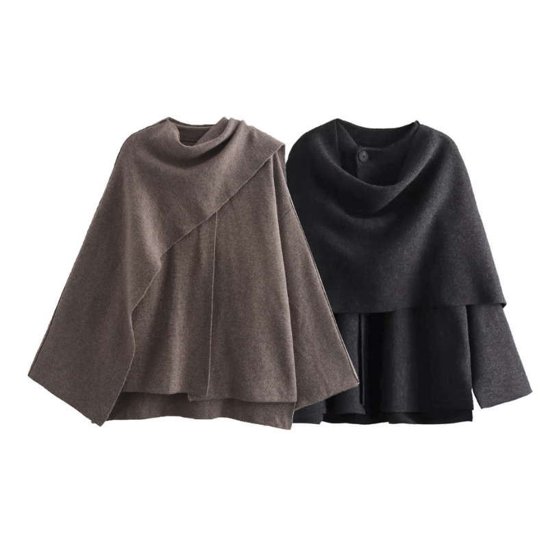 Damen Cape-Mantel mit lockerer Silhouette und elegantem Design
