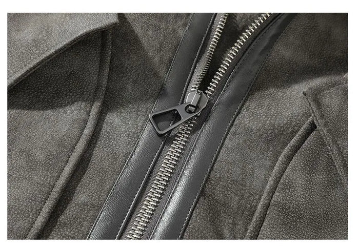 Damen Aviator Jacke aus Kunstpelz Anthrazitgrau mit Reißverschluss