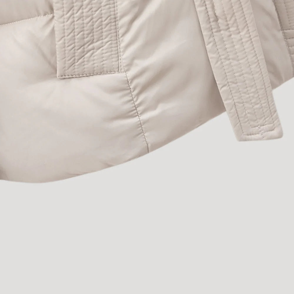 Damen Winter Steppjacke mit Kapuze und Gürtel