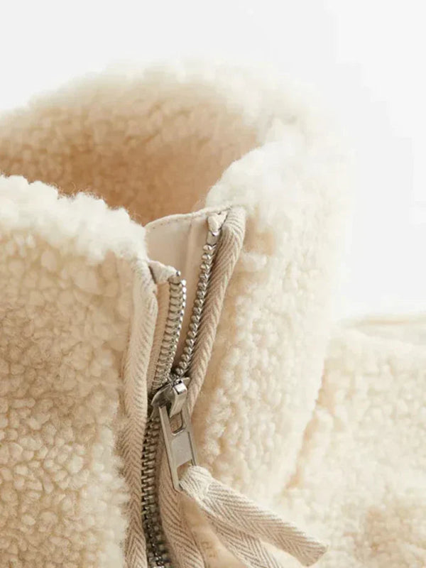 Damen Oversize Jacke aus Kunstpelz im Shearling Look mit Reißverschluss