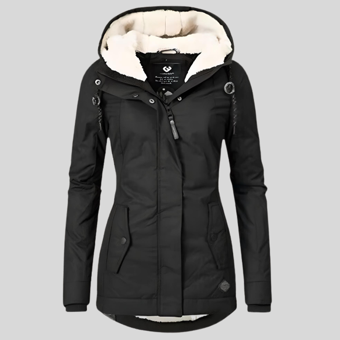 Damen Winterjacke mit Kapuze und warmem Futter – wasserabweisend