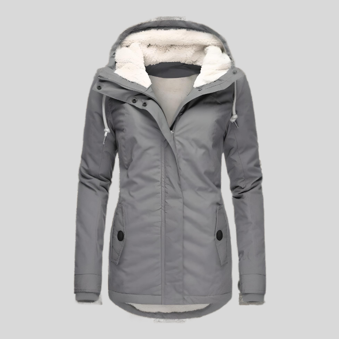 Damen Winterjacke mit Kapuze und warmem Futter – wasserabweisend