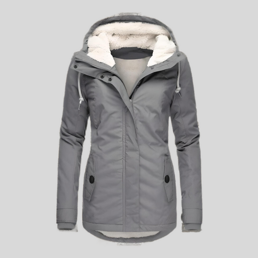 Damen Winterjacke mit Kapuze und warmem Futter – wasserabweisend