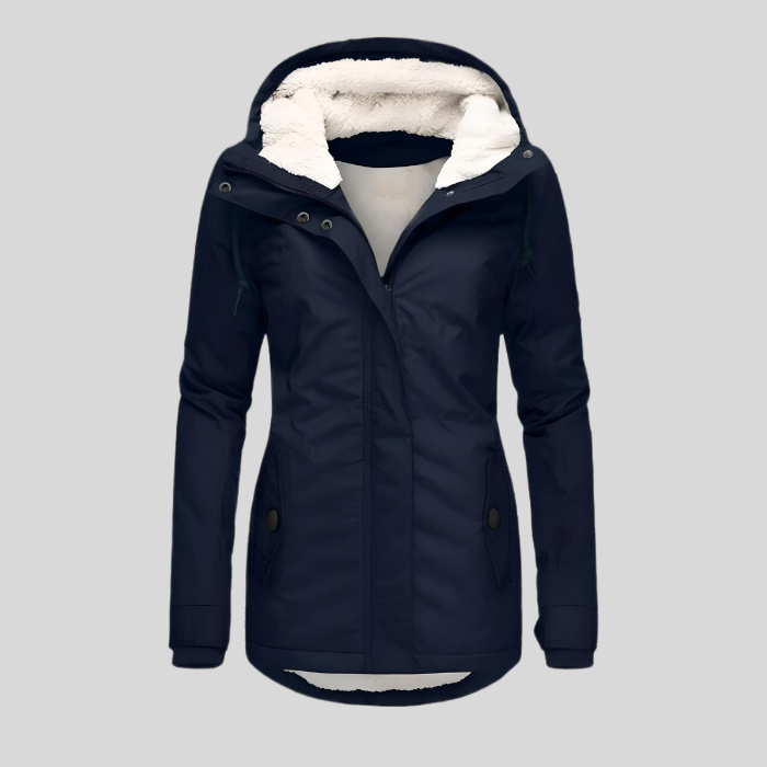 Damen Winterjacke mit Kapuze und warmem Futter – wasserabweisend