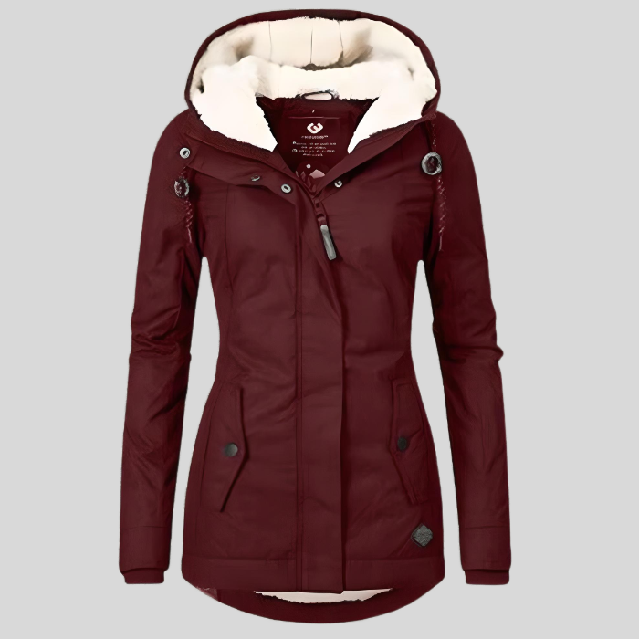 Damen Winterjacke mit Kapuze und warmem Futter – wasserabweisend