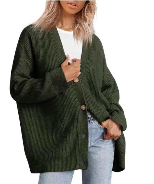 Damen Strick-Cardigan mit V-Ausschnitt aus leichter Materialmischung